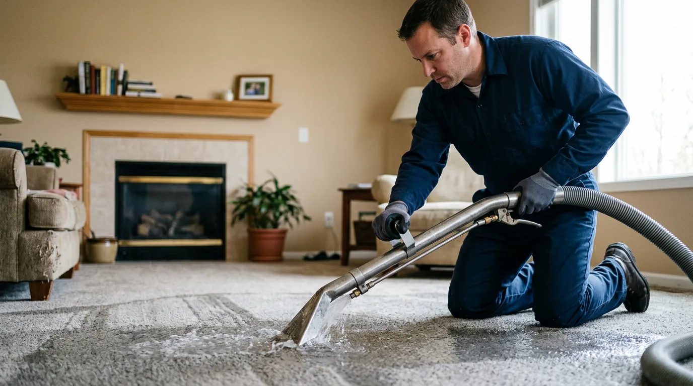 Water damage restoration technician working near Fisherville, KY